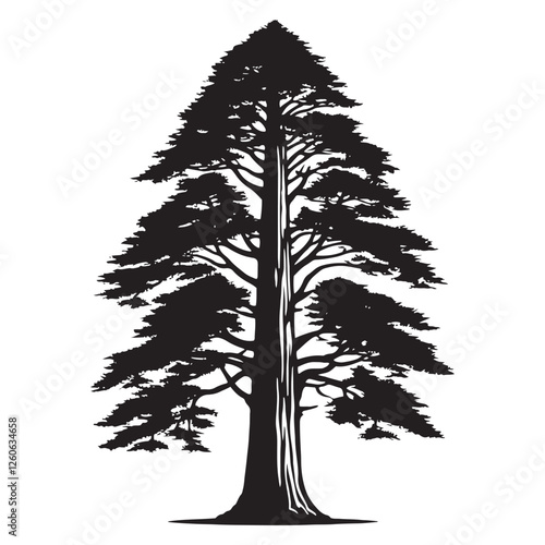 Sleek Redwood Tree silhouette for digital, branding, and artistic use - Redwood tree illustration - Redwood tree vector - Redwood silhouette
