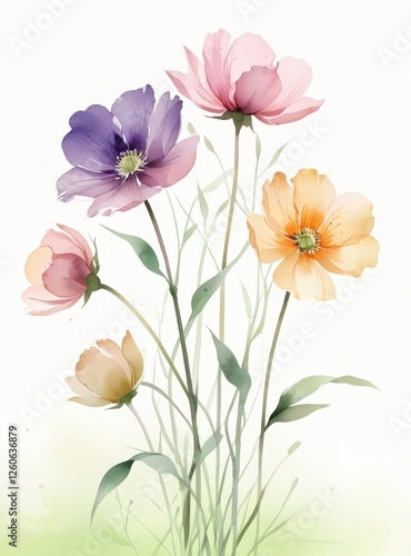 Wallpaper Mural flores estilo acuarela Torontodigital.ca