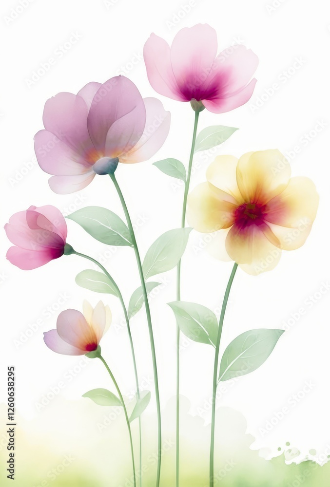 Naklejka premium flores estilo acuarela