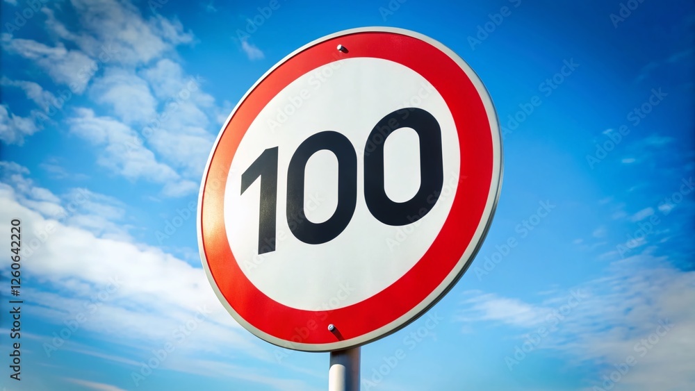 Speed Limit 100 kmh mph Sign Stock Photo - Isolated White Background Speed Limit 100 kmh mph Sign Stock Photo - Isolated White Background