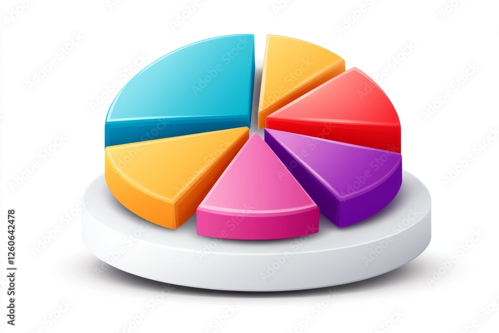 Fototapeta premium A flat, modern design of a pie chart with different poll result sections