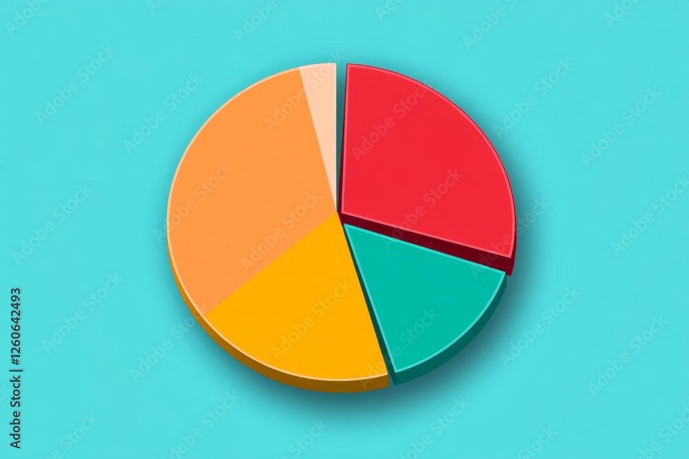 A flat, modern design of a pie chart with different poll result sections A flat, modern design of a pie chart with different poll result sections