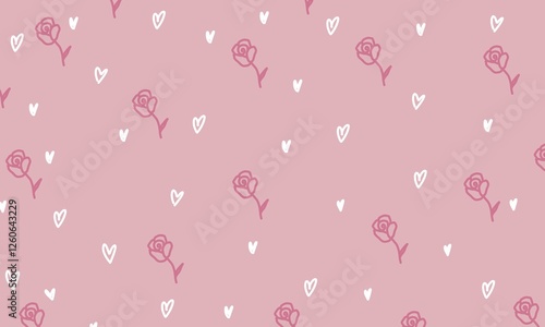 Hand drawn rose and love Valentine's day background illustration
