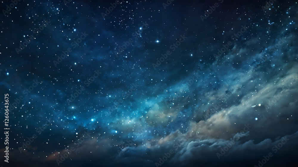 Fototapeta premium A Majestic Spiral Galaxy Swirling in the Depths of Space with Glowing Blue and White Nebulae, Countless Stars, and a Mysterious Cosmic Vortex, Perfect for Sci-Fi, Astronomy, and Cosmic-Themed Visual