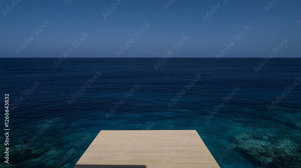 Fototapeta premium Serene Ocean View Minimalist Wooden Dock