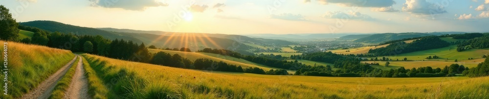 Panorama des Unstrut Radwegs mit vielen Weinbergen, Wiesen und Feldern, Sonnenschein und Wolken, Natur, Unstruttal, Sonne Panorama des Unstrut Radwegs mit vielen Weinbergen, Wiesen und Feldern, Sonnenschein und Wolken, Natur, Unstruttal, Sonne