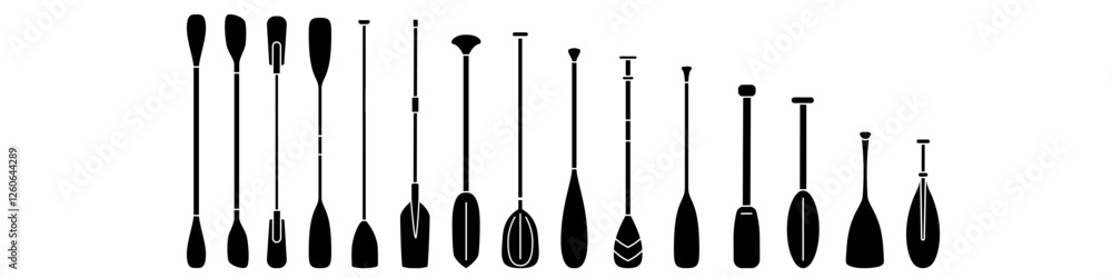 Naklejka premium Paddle icon vector set. Oar illustration sign collection. Rowing symbol or logo.