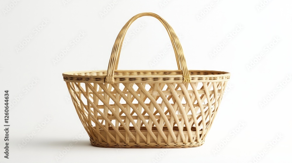 A basket is sitting on a white background A basket is sitting on a white background
