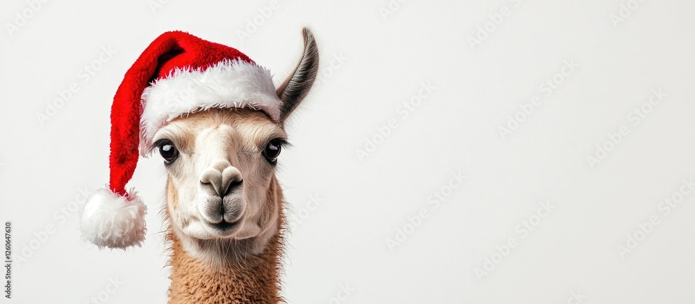 Llama Ready for Christmas in Santa Hat Llama Ready for Christmas in Santa Hat