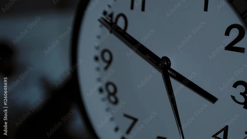 Mechanical clock hands moving across dial, revealing temporal progression through rhythmic slow motion timelapse capturing intricate movement against minimal background Mechanical clock hands moving across dial, revealing temporal progression through rhythmic slow motion timelapse capturing intricate movement against minimal background