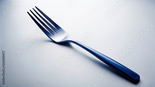 Elegant Minimalist Navy Fork on White: Modern Cutlery Stock Photo