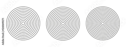 Set of polar grids concentric circles. Wheel of life or habits tracker. Collection of circle diagrams divided on 10, 11, 12 segments. Blank polar graph paper. Coaching tool. Lifestyle balance template