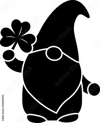 Cute St.Patrick's Day gnome with shamrock silhouette isolated.
Transparent background.