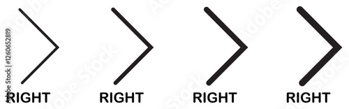 Arrow right swipe icon collection. Swipe right button icon set. Application and social network scroll arrow pictogram for web design or app. Right Arrow Symbol for Navigation and Direction. Next