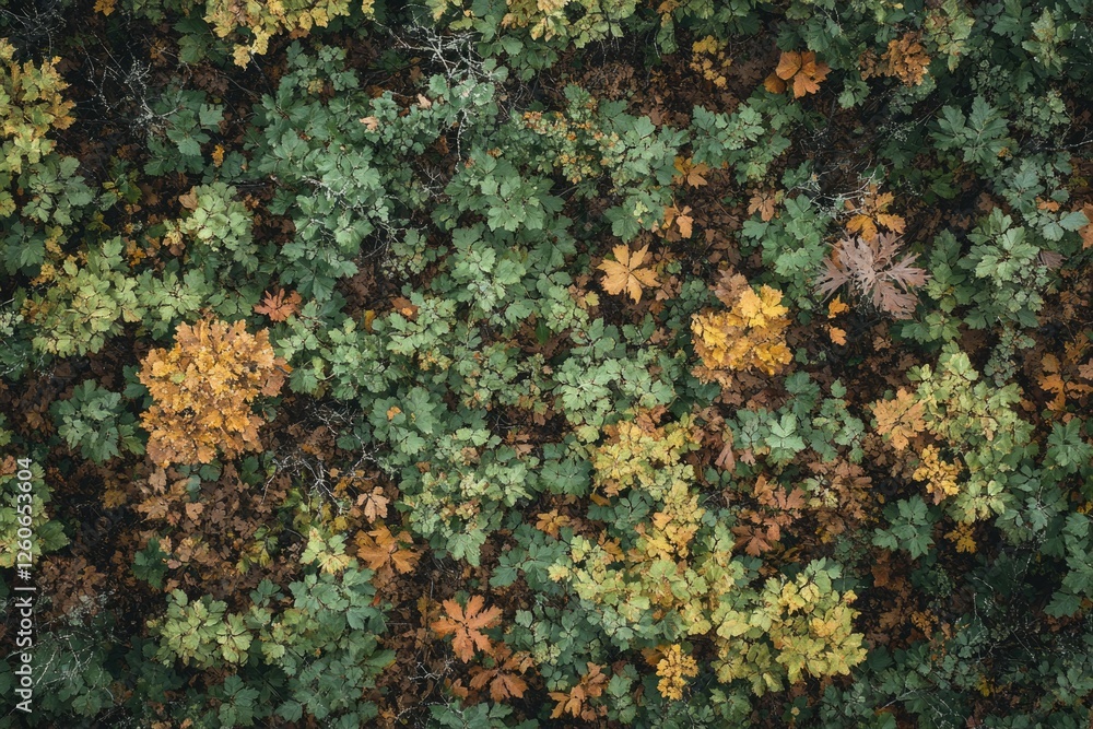 Aerial view of autumn forest showcasing diverse foliage colors and textures. Aerial view of autumn forest showcasing diverse foliage colors and textures.