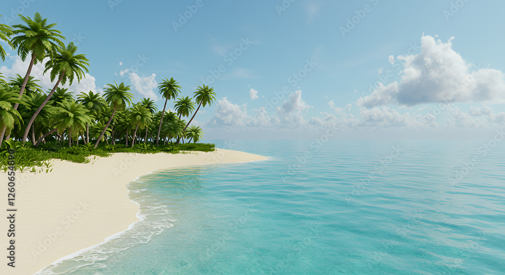 Fototapeta premium A 3D render of an isolated beach serene.