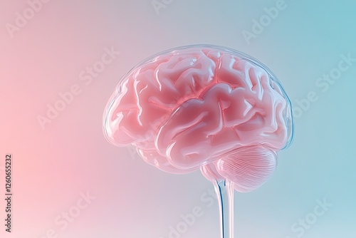 minimalistic depiction of brain drawn with elegant thin lines set against softly blurred background ensuring clean