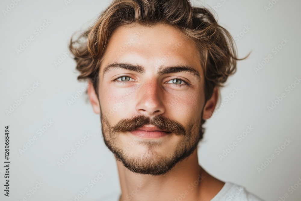 Fototapeta premium handsome man with mustache on white