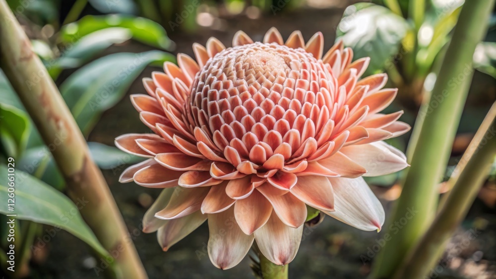 Fototapeta premium Exploring the beauty of torch ginger in tropical gardens a visual journey through nature's vibrant flora