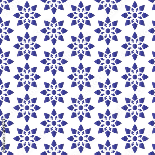 seamless pattern with blue flowers