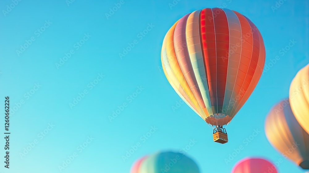 Fototapeta premium close-up of colorful hot air balloons against deep azure sky