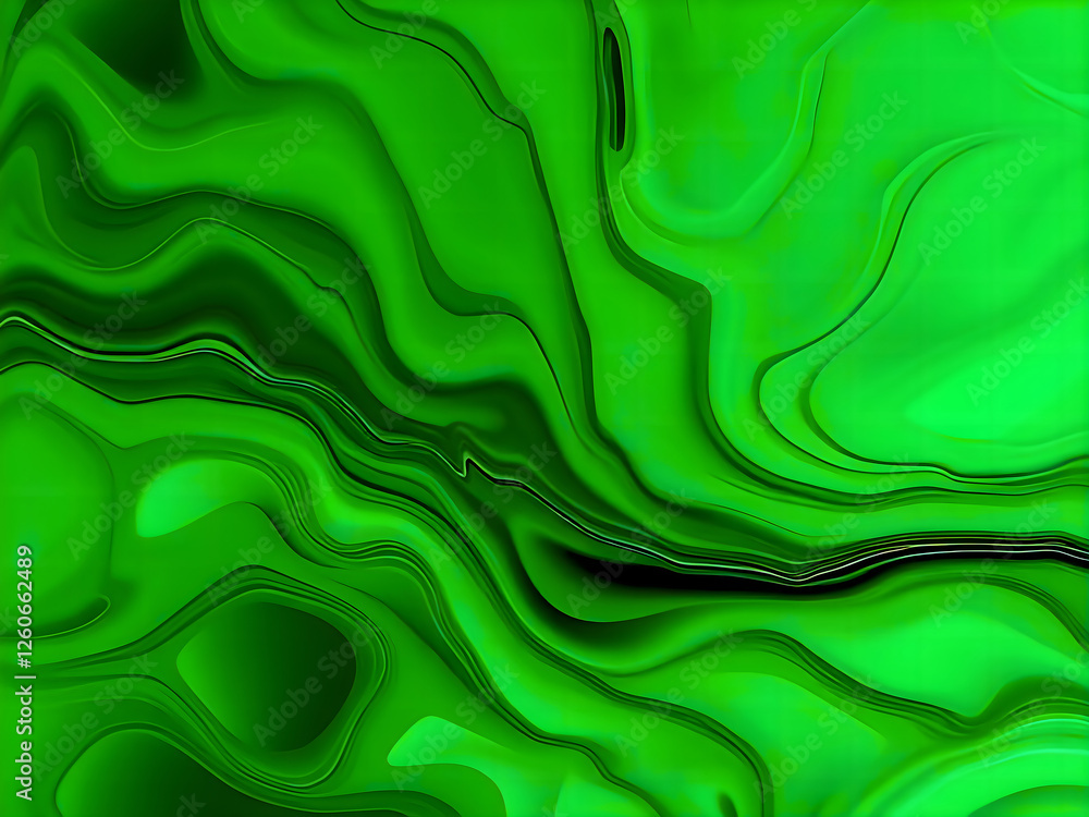 Fototapeta premium Vibrant green abstract background with a liquid ripple effect, suitable for creative projects and designs