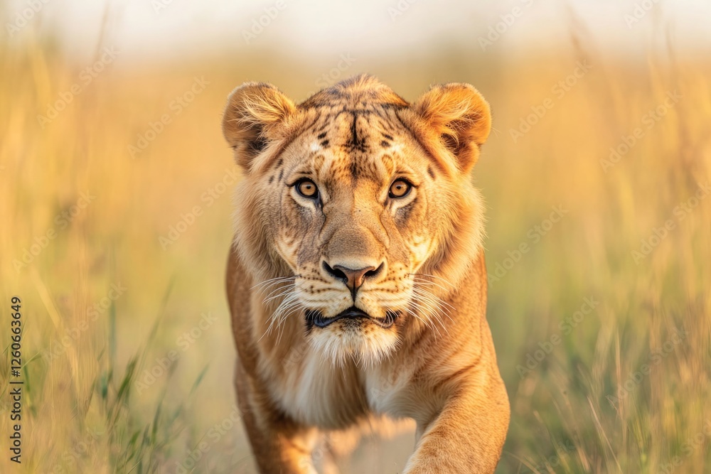 Fototapeta majestic lion or tiger captured in natural habitat with ample copy space in backdrop for text or design