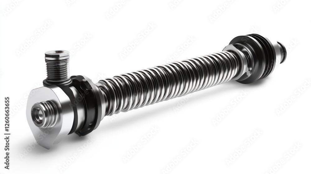 Metal Flexible Pipe, Industrial Part, Isolated on White. Possible Use Engineering Catalog Metal Flexible Pipe, Industrial Part, Isolated on White. Possible Use Engineering Catalog