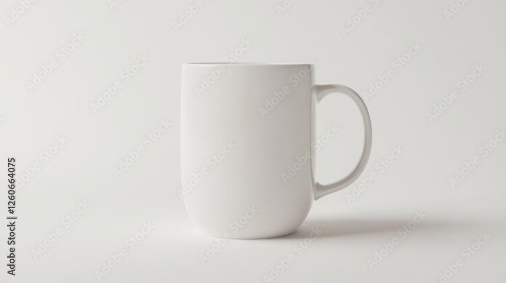 Empty white mug on white background. Mockup for design Empty white mug on white background. Mockup for design