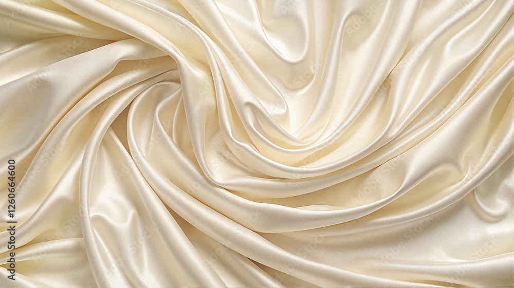 Cream satin fabric with smooth folds and silky texture Cream satin fabric with smooth folds and silky texture