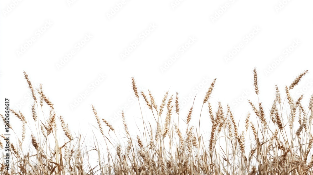Fototapeta premium Dried grass border against white background. Possible use Stock photo for nature, design, or education