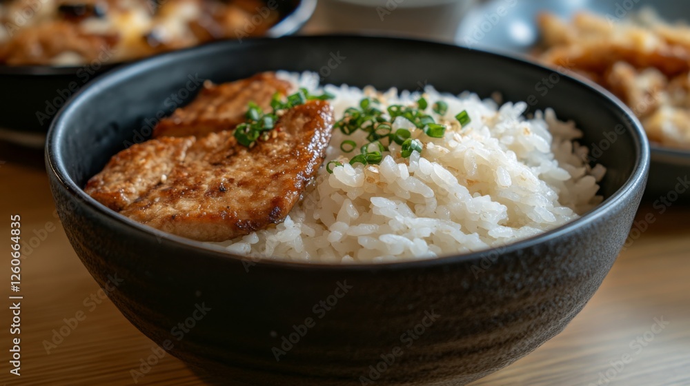 Fried Fish Over Rice in a Bowl Fried Fish Over Rice in a Bowl