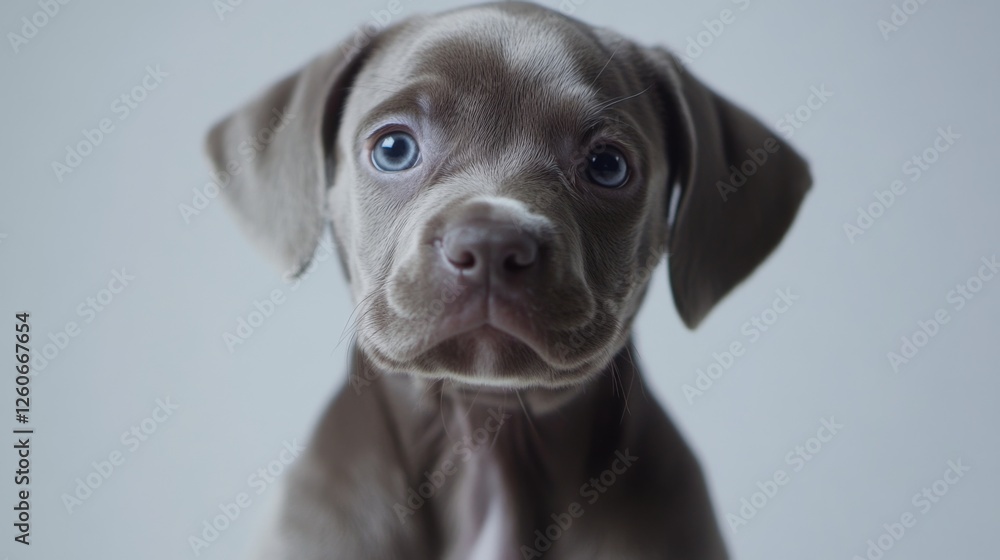 Adorable puppy with blue eyes staring intently at camera Adorable puppy with blue eyes staring intently at camera