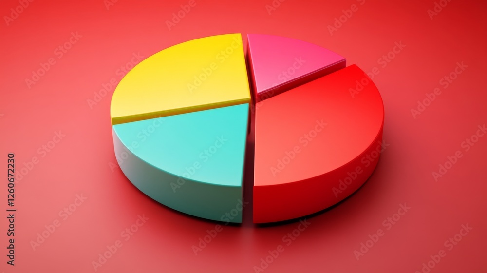 Fototapeta premium A corporate-style pie chart showing a financial breakdown of company profits, with sections for expenses, taxes, and net revenue, placed on a simple gradient background.