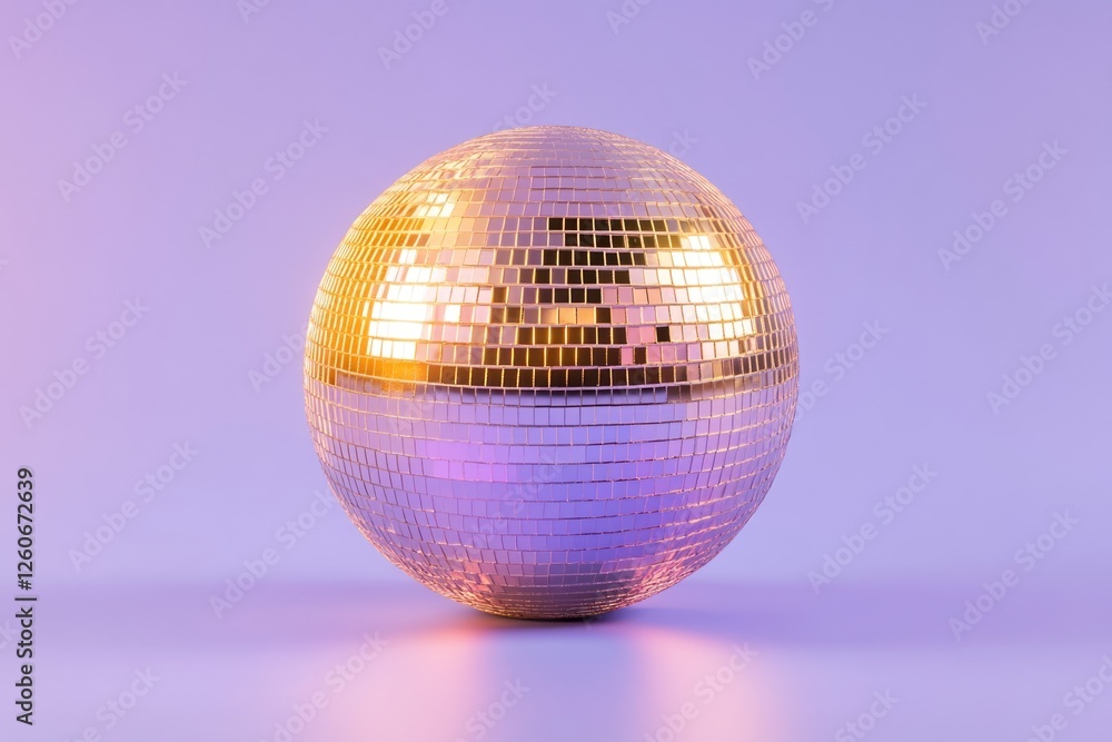 Obraz premium Retro Disco Ball With Bold Purple and Gold Accents Against Vivid Blue Background