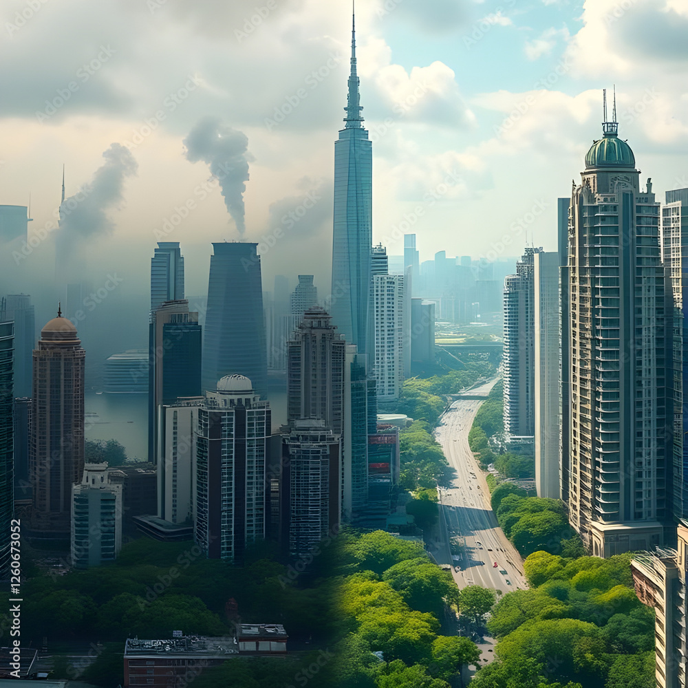 Naklejka premium hong kong city skyline