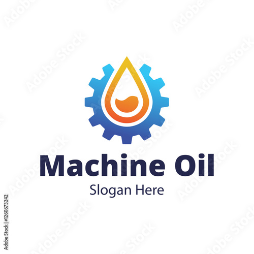 Oil and gear icon logo design. Oil drop with cog wheel icon logo design.