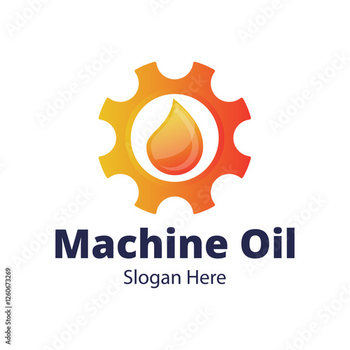 Oil and gear icon logo design. Oil drop with cog wheel icon logo design.