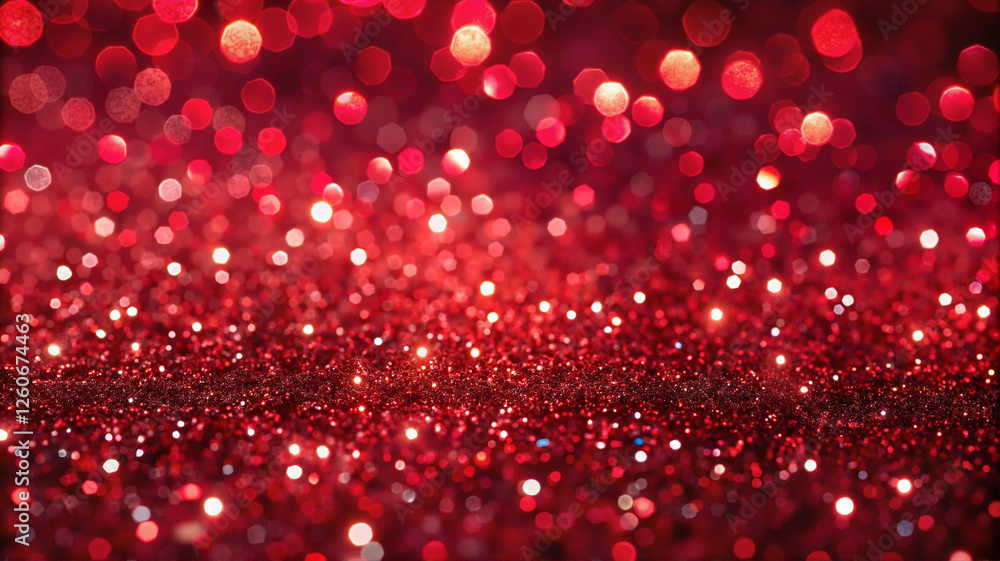Red glitter bokeh lights with festive sparkle effect Red glitter bokeh lights with festive sparkle effect