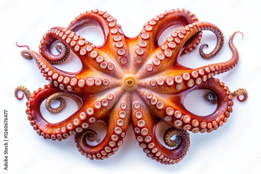 Fototapeta premium Fresh Raw Octopus Top View - Isolated Macro Photography Stock Image