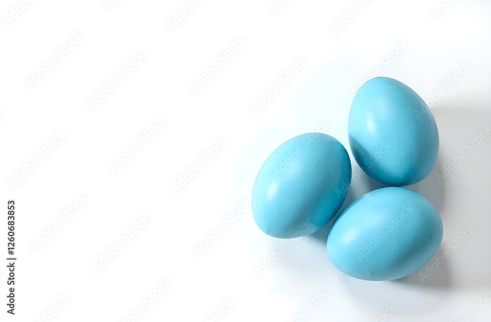 Happy Easter greetings, top view of eggs, white background. Selective focus. Easter card, template, banner. Happy Easter greetings, top view of eggs, white background. Selective focus. Easter card, template, banner.