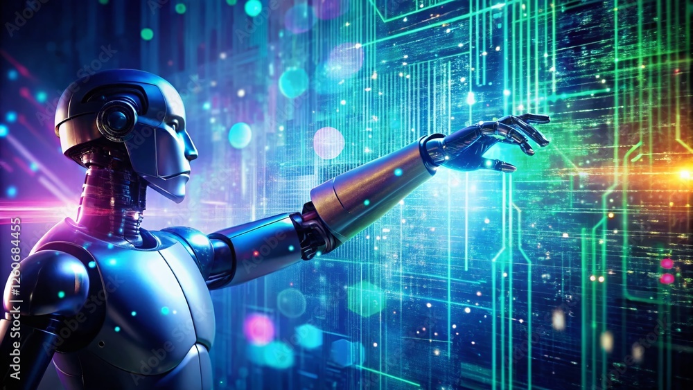 Futuristic Robotic Process Automation: Double Exposure of Circuitry and Robotic Arm Futuristic Robotic Process Automation: Double Exposure of Circuitry and Robotic Arm