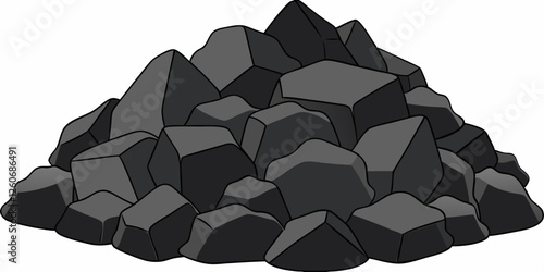 Pile of coal isolated on white background. Black charcoal industry mine fossil pieces. High-Quality Coal Pile Illustration – Energy Source and Fossil Fuel Resource.