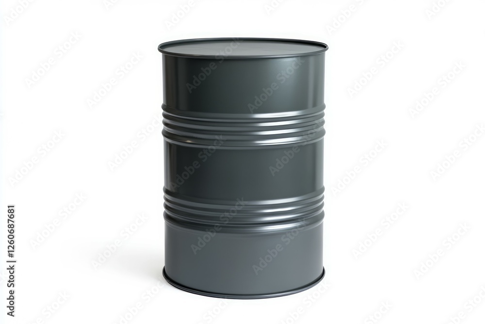 Grey metal drum on clean background. Artificial Intelligence Grey metal drum on clean background. Artificial Intelligence