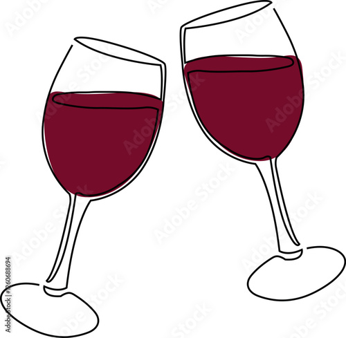 Two Wine Glasses Filled with Red Wine