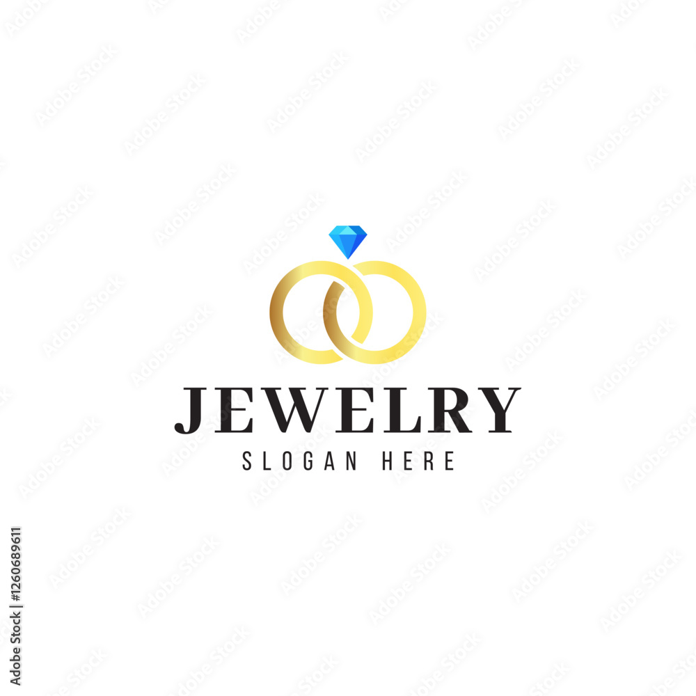 Jewelry ring with diamond logo design template. Jewelry ring with diamond logo design template.