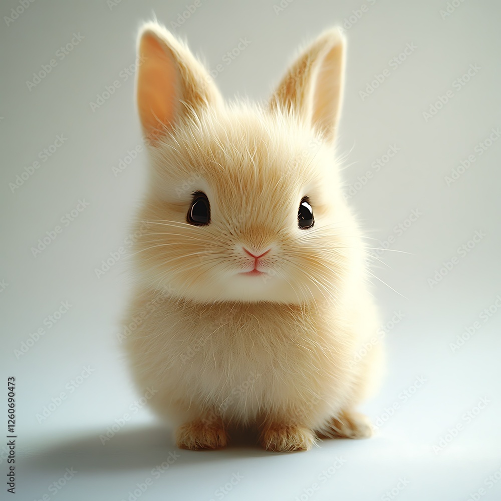 Cute fluffy bunny sitting, studio shot, light background, pet animal Cute fluffy bunny sitting, studio shot, light background, pet animal