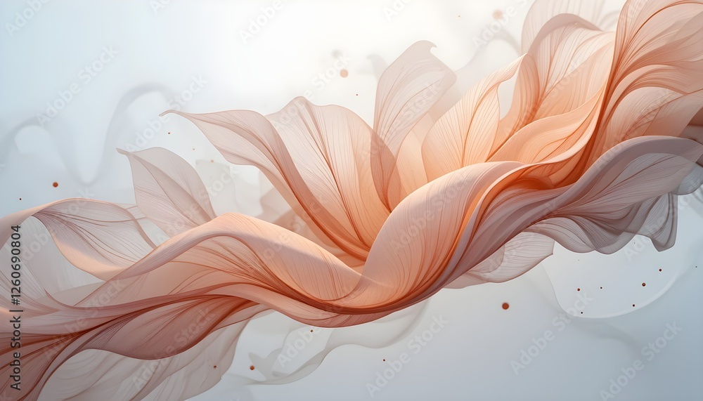 Fototapeta premium Delicate, airy floral illustration with transparent petals in soft peach hues. Perfect for backgrounds, wedding themes, luxury branding, and feminine designs