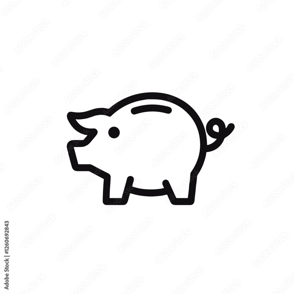 Symbolic piggy bank icon, minimalist design, clean lines and shapes Symbolic piggy bank icon, minimalist design, clean lines and shapes