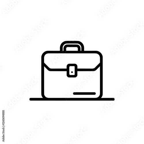 Minimalist black briefcase icon on transparent background, professional simplicity